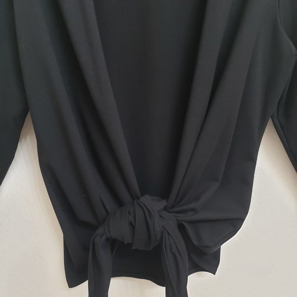 Weekenders Black Knit Lg Slv Tie Cardigan Sz Small